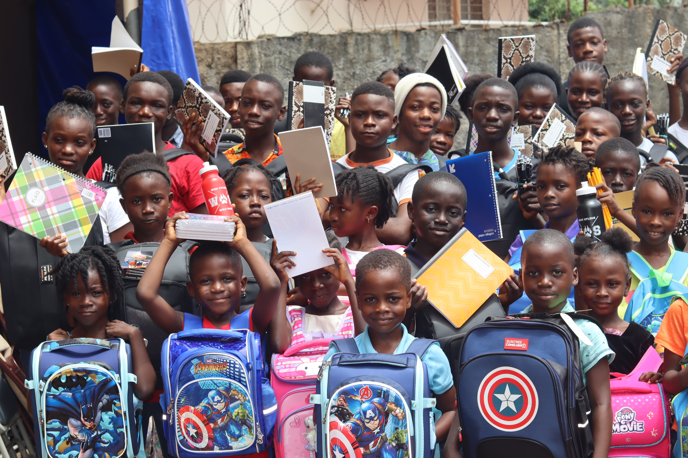 Students with new school supplies