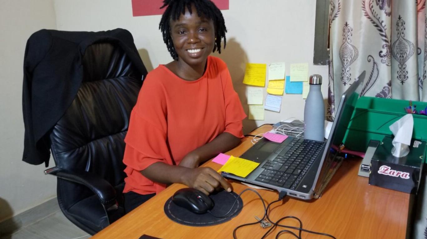 Theresa in her Develop Africa Sierra Leone Office