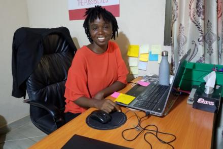 Theresa in her Develop Africa Sierra Leone Office