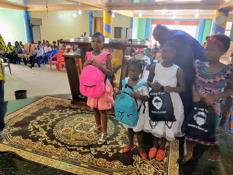 Students with new backpacks 