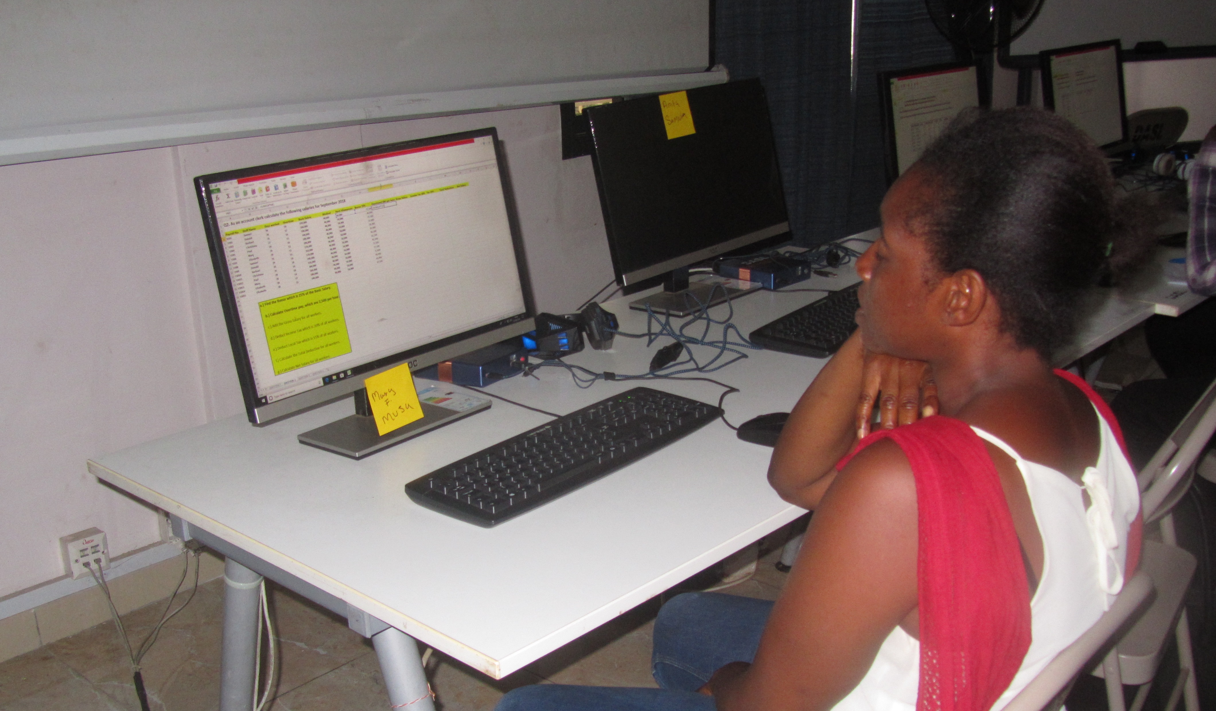 Mary M in computer class 