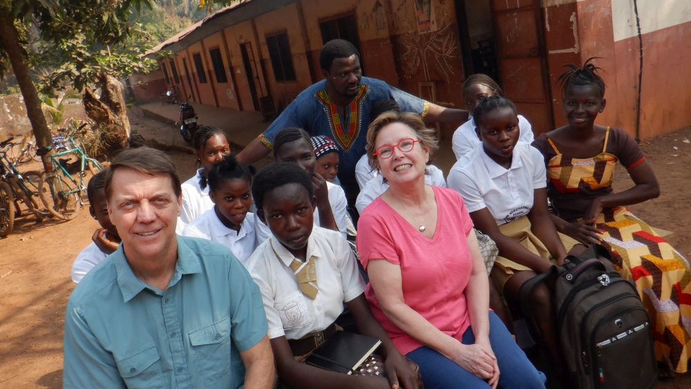 Parker and Lisa with students at Kamakwie Wesleyan School 