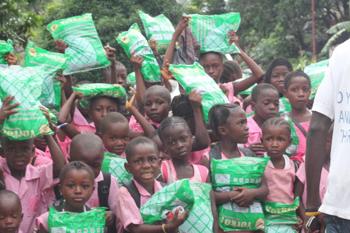 Children with mosquito nets 