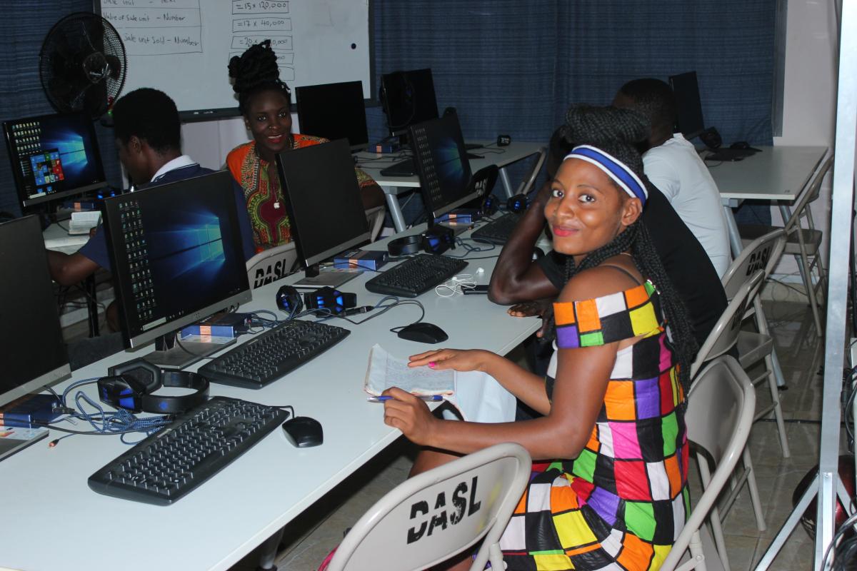 young lady computer training africa