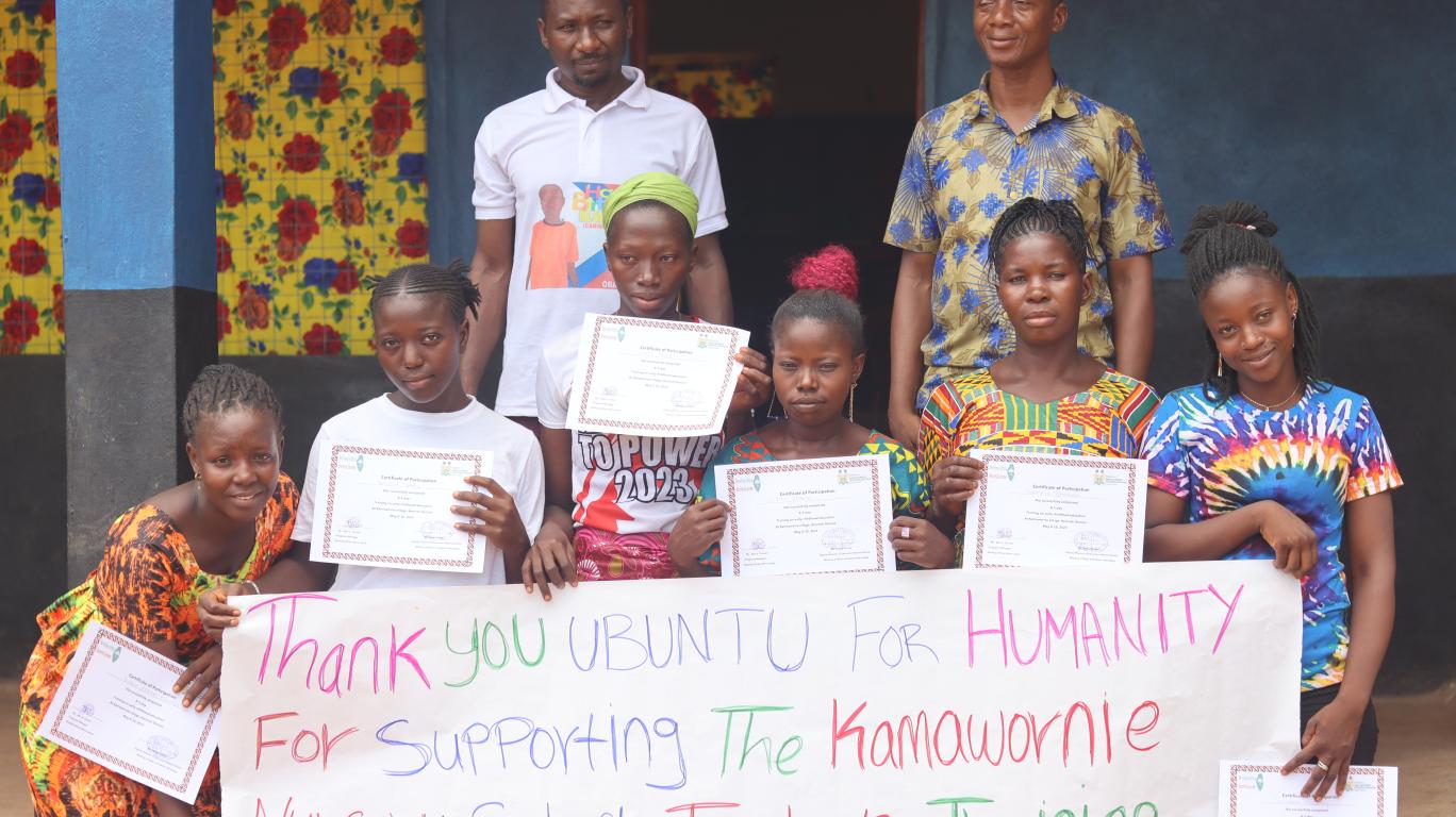 Teachers from Training Session with sign thanking Ubuntu for Humanity