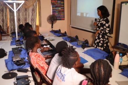 Girls at a mentoring session on financial literacy