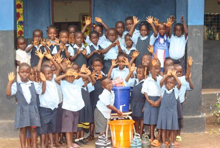 Kamawornie nursery students show us their clean hands