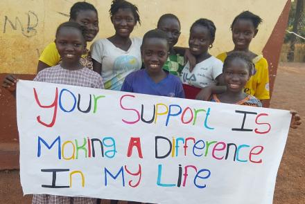Your support is making a difference in my life - kids in Kamawornie